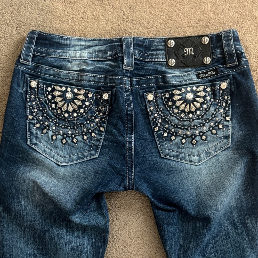 Miss Me Dark Blue Jeans with Embellished Pockets